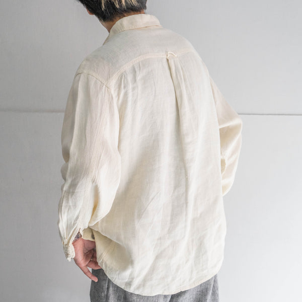 2000s écru color all linen shirt 'with 2pocket’