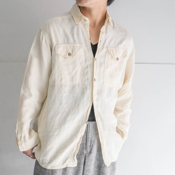 2000s écru color all linen shirt 'with 2pocket’