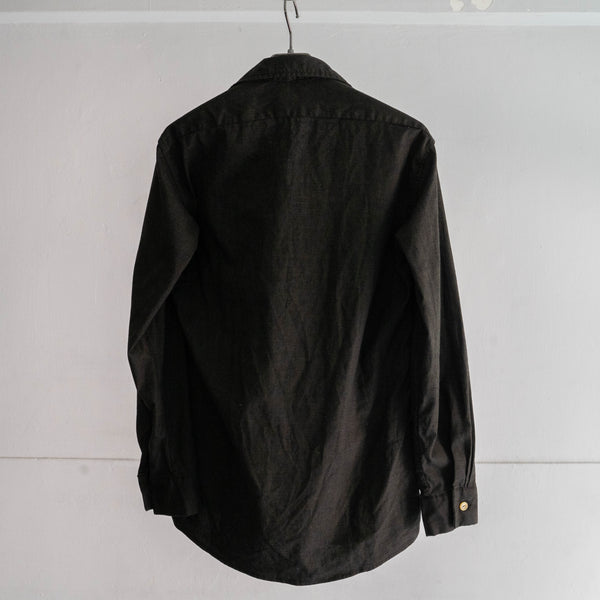 around 1980s Romanian military 2pockets work shirt -black dyed-