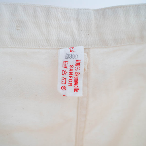 1970s Germany white herringbone work pants -with cinch back- "dead stock"