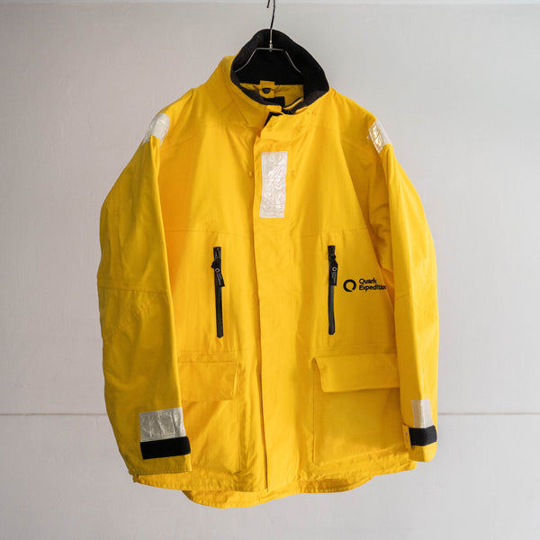 around 1990s double zip yellow color nylon jacket -good gimmick-　