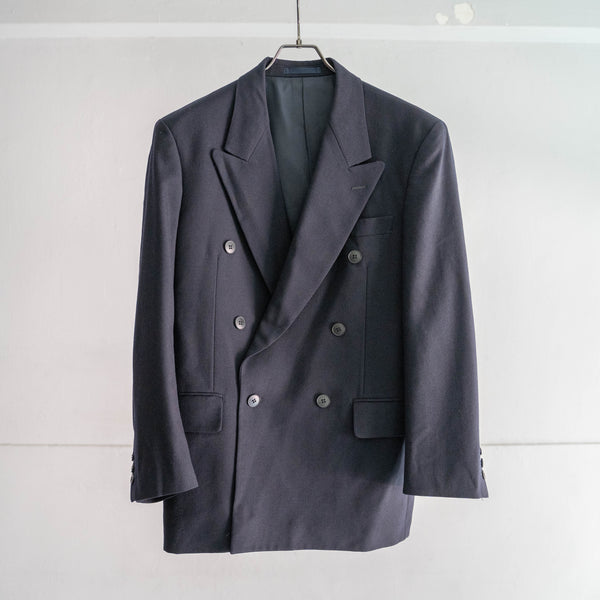 1990s Japan vintage dark navy double breasted tailored jacket