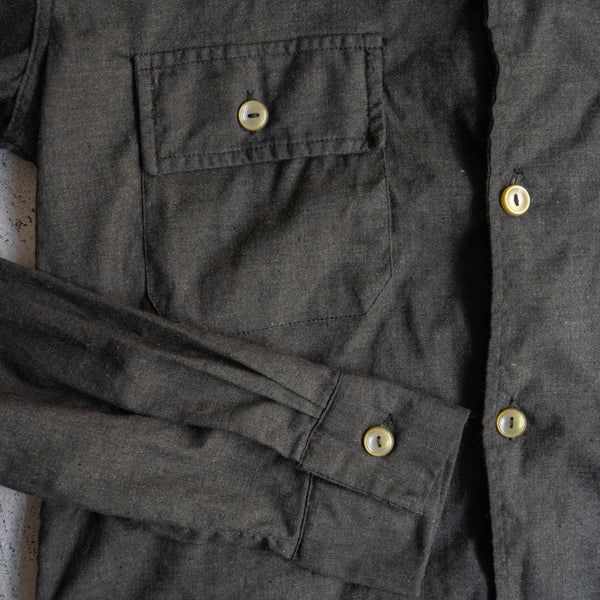 around 1980s Romanian military 2pockets work shirt -black dyed-