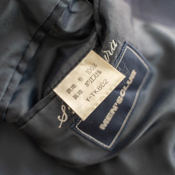 1990s Japan vintage dark navy double breasted tailored jacket