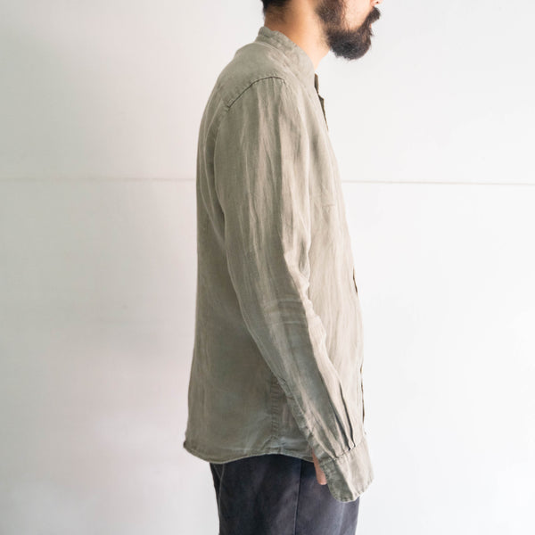 2000s pistachio green all linen shirt