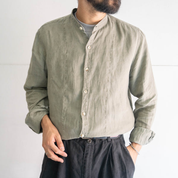 2000s pistachio green all linen shirt