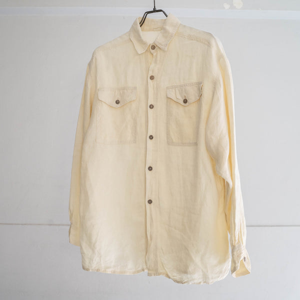 2000s écru color all linen shirt 'with 2pocket’