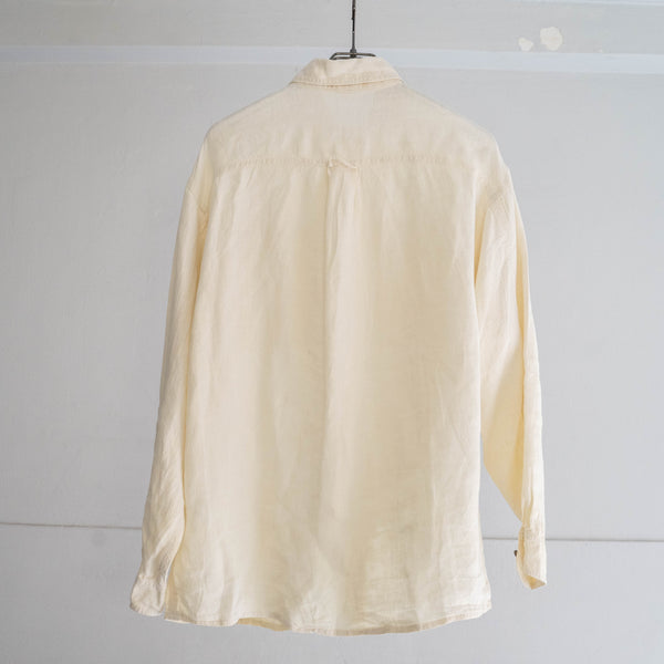 2000s écru color all linen shirt 'with 2pocket’