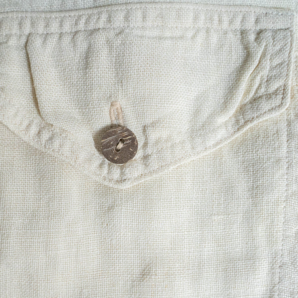 2000s écru color all linen shirt 'with 2pocket’