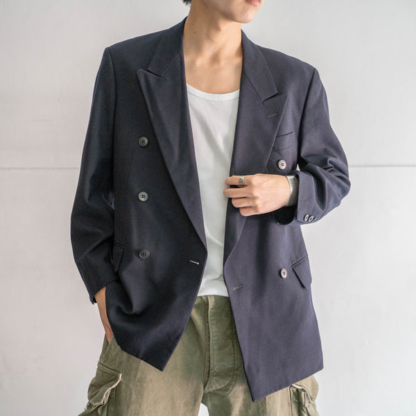 1990s Japan vintage dark navy double breasted tailored jacket