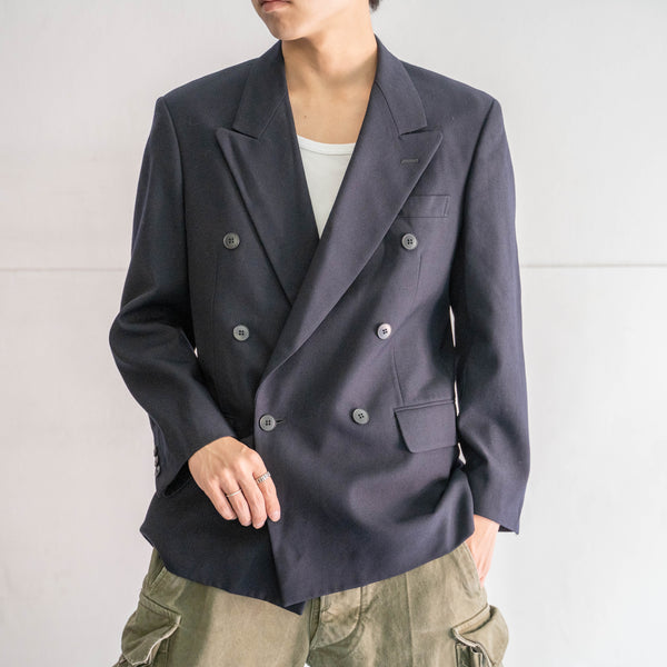 1990s Japan vintage dark navy double breasted tailored jacket
