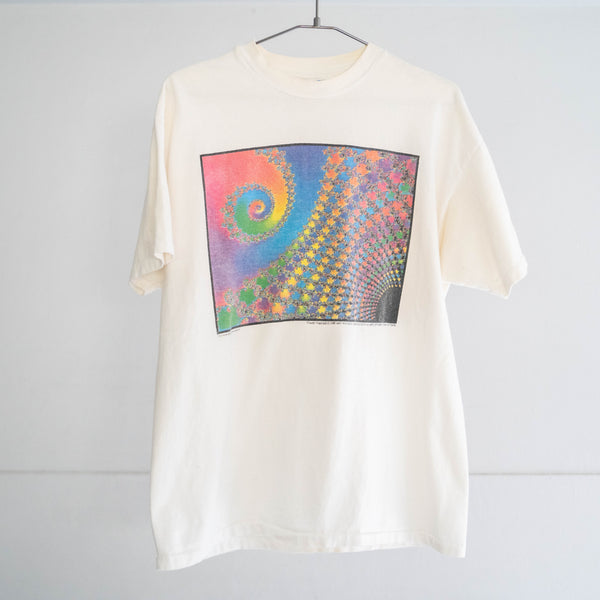 1990s white color art on fractal  T-shirt 'made in USA' -single stitch-