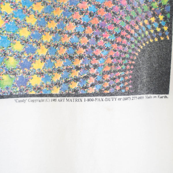 1990s white color art on fractal  T-shirt 'made in USA' -single stitch-