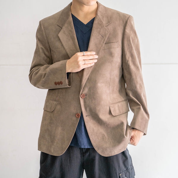2000s Japan vintage light brown suede fabric tailored jacket