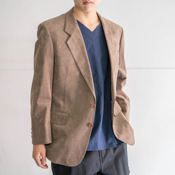 2000s Japan vintage light brown suede fabric tailored jacket