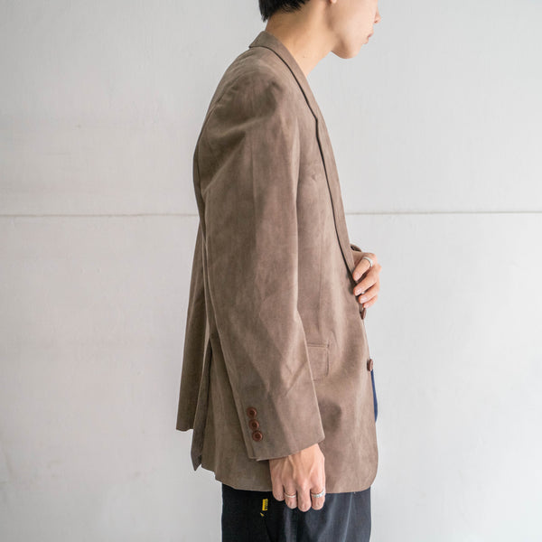 2000s Japan vintage light brown suede fabric tailored jacket
