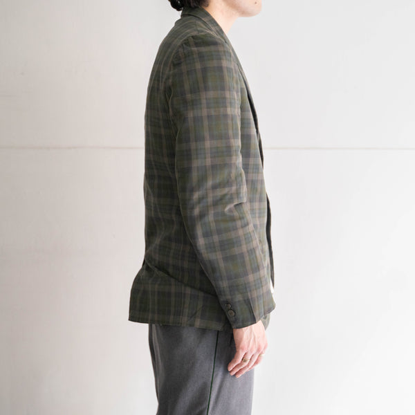 1980-90s Europe? green×blue×white check tailored jacket