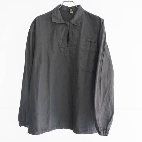 1980-2000s Czech military cotton twill pull over shirt 'dead stock' -black dyed-