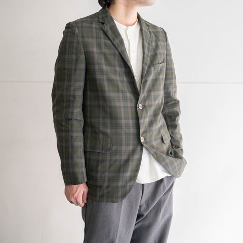 1980-90s Europe? green×blue×white check tailored jacket