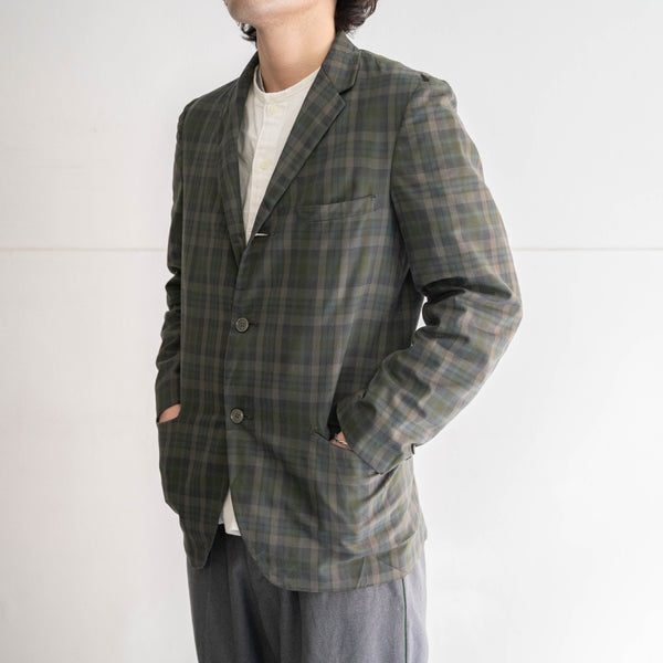 1980-90s Europe? green×blue×white check tailored jacket