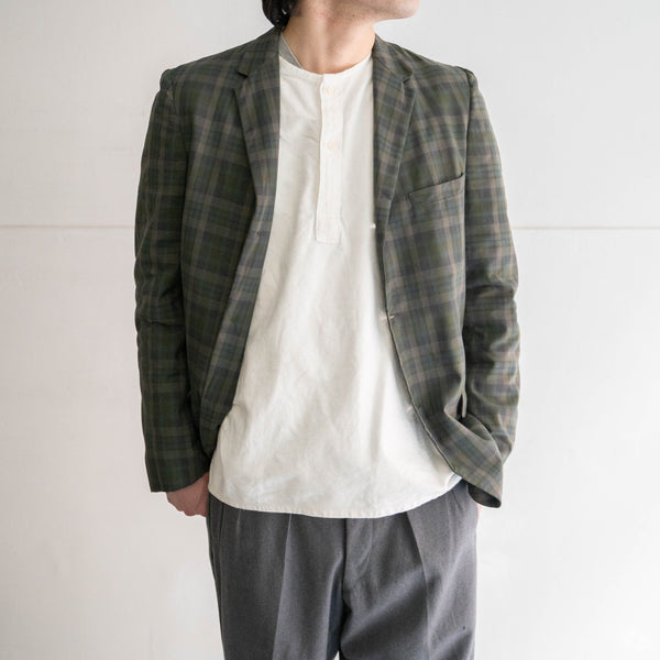 1980-90s Europe? green×blue×white check tailored jacket