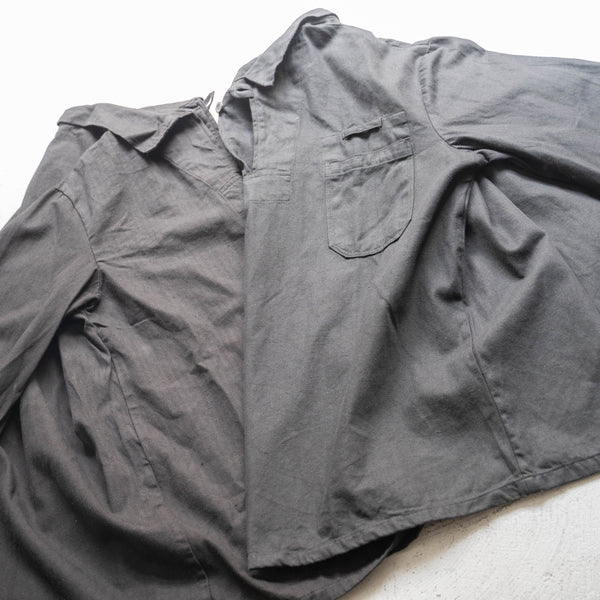 1980-2000s Czech military cotton twill pull over shirt 'dead stock' -black dyed-