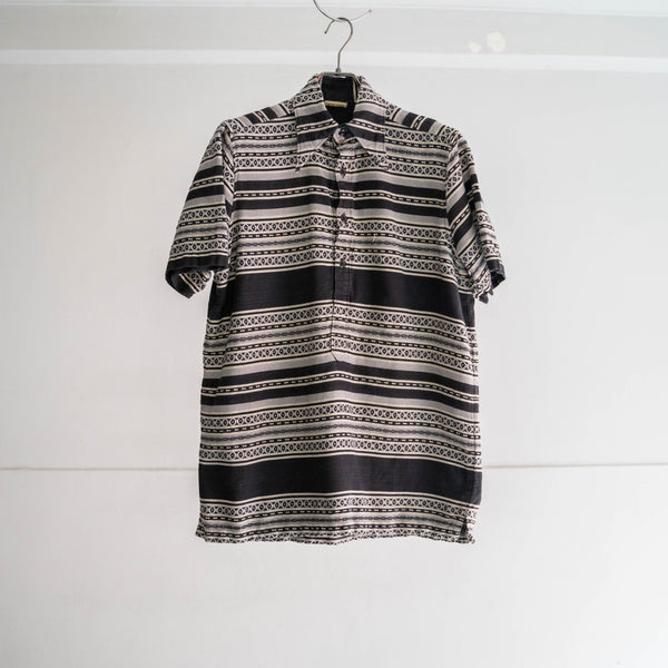 1990s black × white native pattern pull over shirt