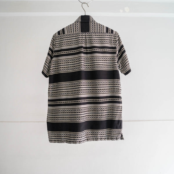 1990s black × white native pattern pull over shirt