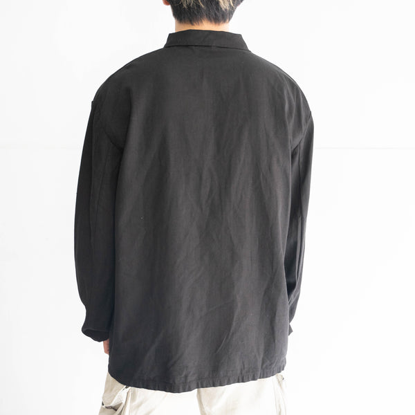 1980-2000s Czech military cotton twill pull over shirt 'dead stock' -black dyed-