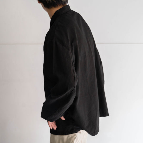 1980-2000s Czech military cotton twill pull over shirt 'dead stock' -black dyed-