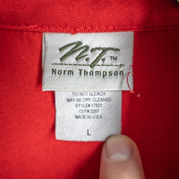 1990s vivid red stand collar l/s shirt