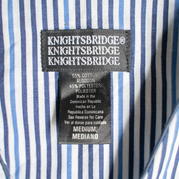 2000s blue based stripe pajama s/s shirt