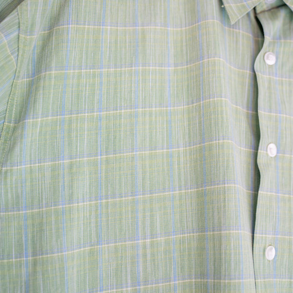 1990s light green × blue checked l/s shirt