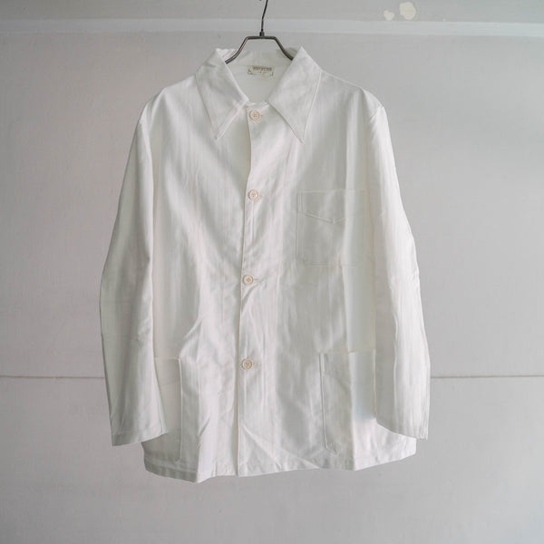 1980s Italian military white work jacket with V pocket "dead stock"
