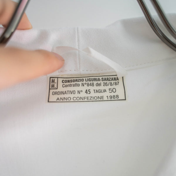1980s Italian military white work jacket with V pocket "dead stock"