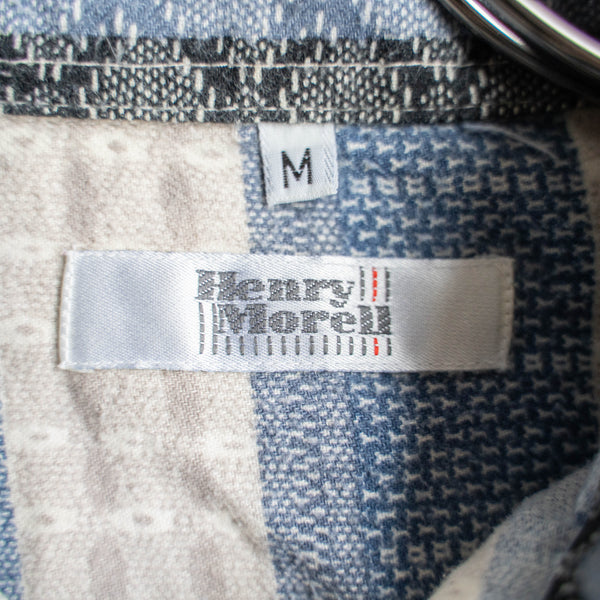 1990s Europe blue based all over pattern l/s shirt