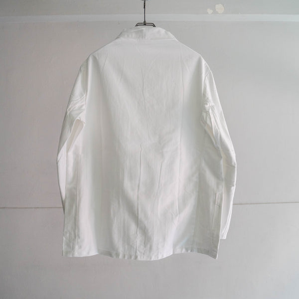 1980s Italian military white work jacket with V pocket "dead stock"