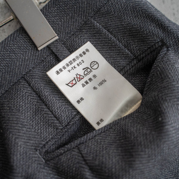 1990-00s Japan vintage dark gray herringbone wool slacks