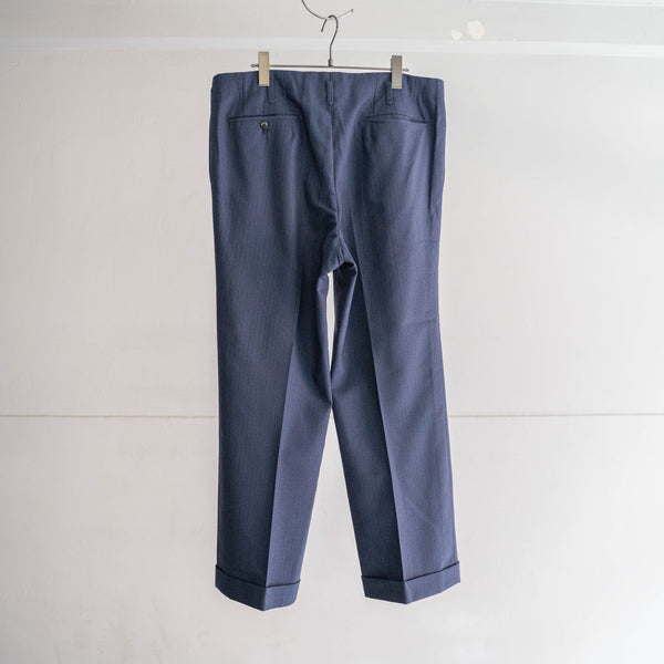1970-80s Japan vintage navy × red stripe one tuck wool slacks