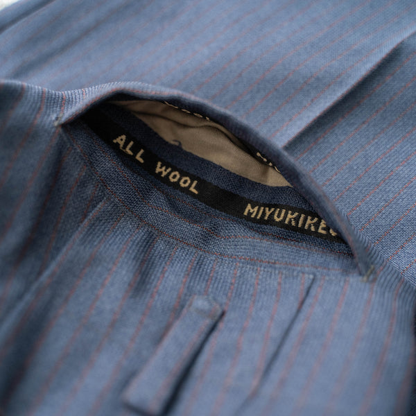 1970-80s Japan vintage navy × red stripe one tuck wool slacks