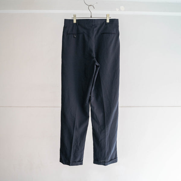 1990s dark navy poly × wool slacks -light weight-