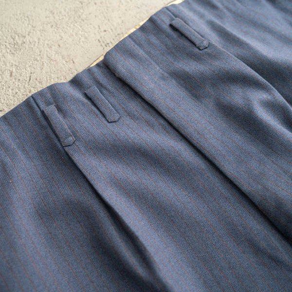 1970-80s Japan vintage navy × red stripe one tuck wool slacks