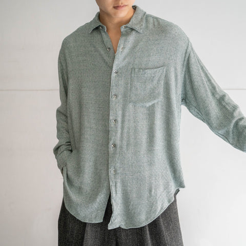 1990-00s light green based rayon 100 knit polo shirt