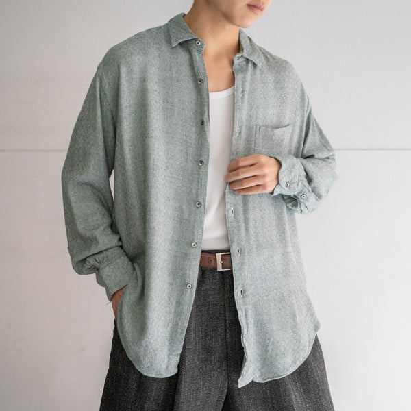 1990-00s light green based rayon 100 knit polo shirt