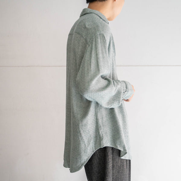 1990-00s light green based rayon 100 knit polo shirt