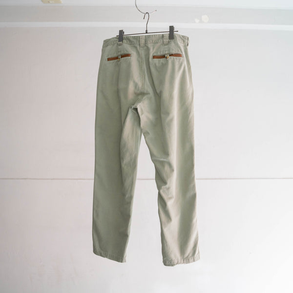 1990s ORVIS cotton 100 chino pants -leather patch-