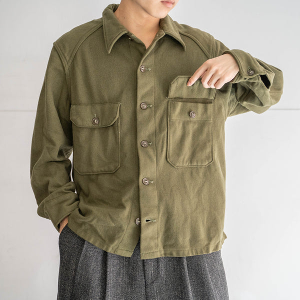 1950s U.S military dark green two pockets wool shirt jacket