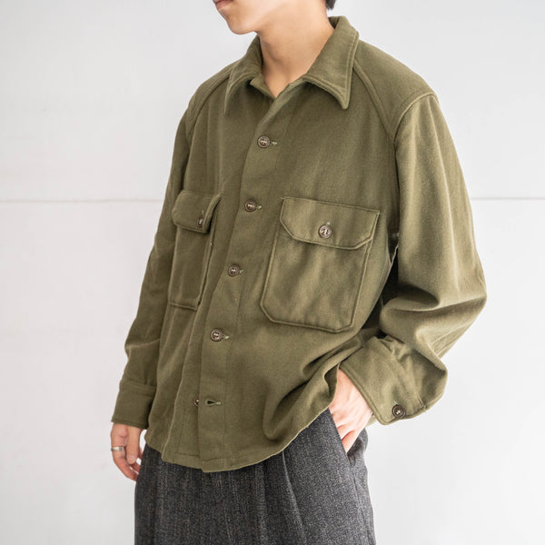 1950s U.S military dark green two pockets wool shirt jacket