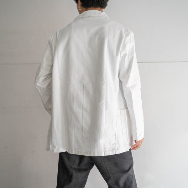 1980s Italian military white work jacket with V pocket "dead stock"
