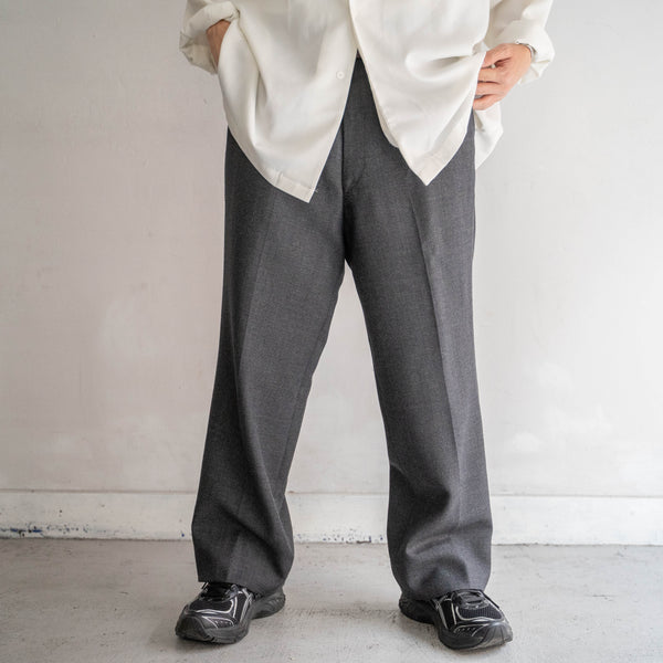 1990-00s Japan vintage dark gray herringbone wool slacks